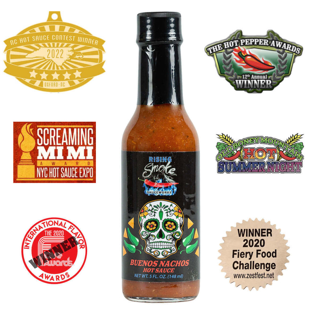 Buenos Nachos mild taco sauce.  Chipotle, roasted jalapeños.  Multiple award winning. All Natural.  Gluten Free.  Vegan.  Mexican inspired.