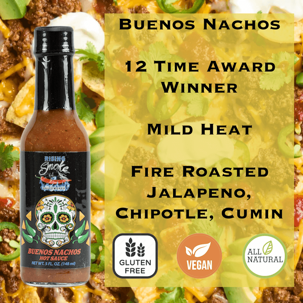 Buenos Nachos mild taco sauce.  Chipotle, roasted jalapeños.  Multiple award winning. All Natural.  Gluten Free.  Vegan.  Mexican