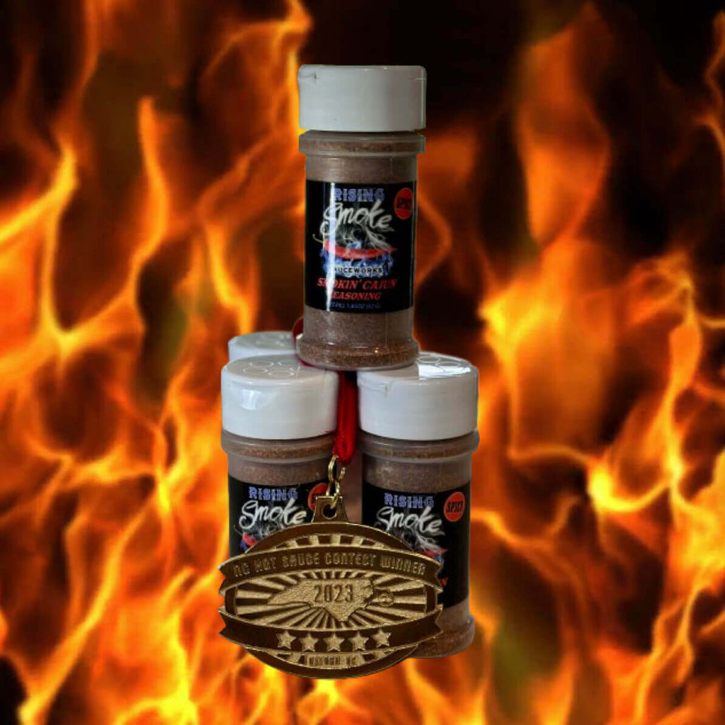 Smokin' Cajun ghost pepper seasoning. Gluten Free.  Award winning.