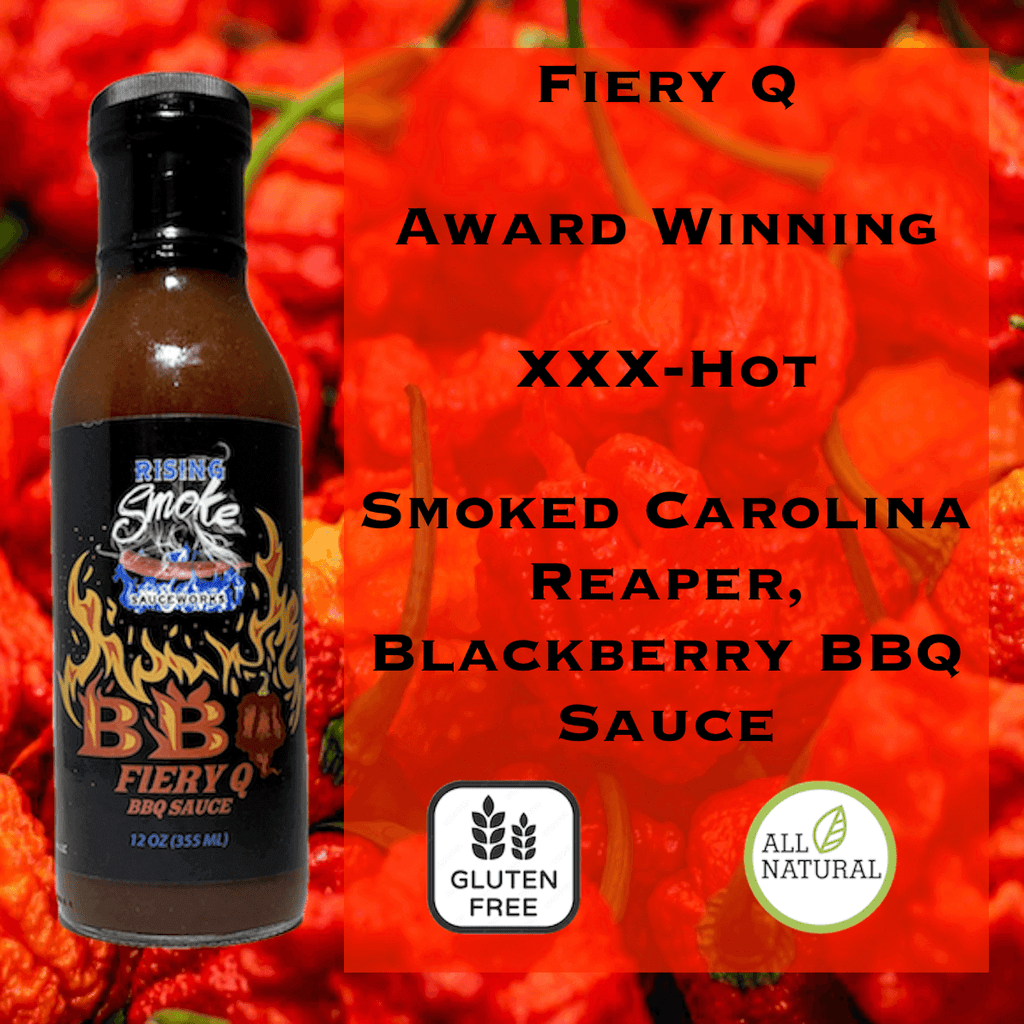 Fiery Q Hot Carolina Reaper Blackberry BBQ Sauce.  All Natural.  Gluten Free.  Award Winning.