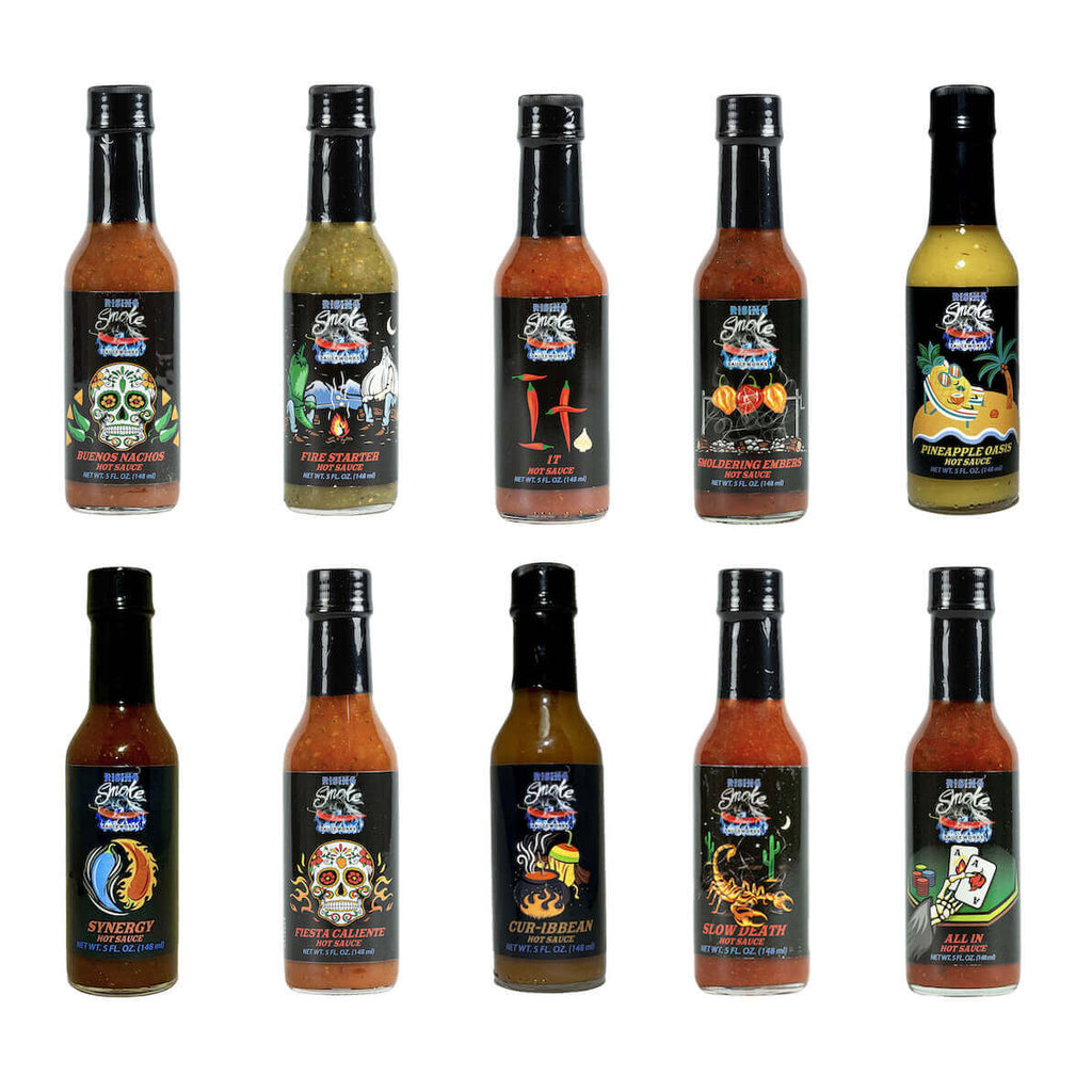 Rising Smoke Hot Sauce Lover Pack  10 award wining and gluten free flavors.