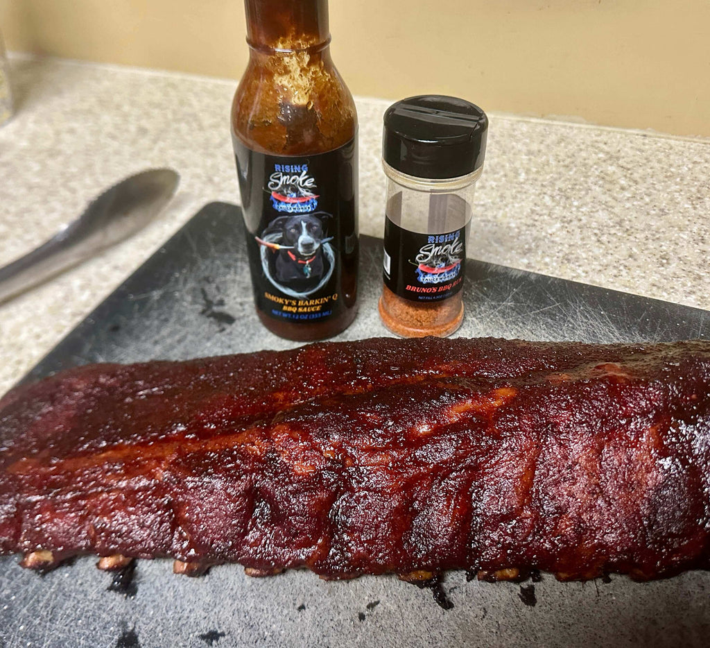 Smokys Barkin Q Mild Mesquite BBQ Sauce.  All natural, gluten free, smoked ribs