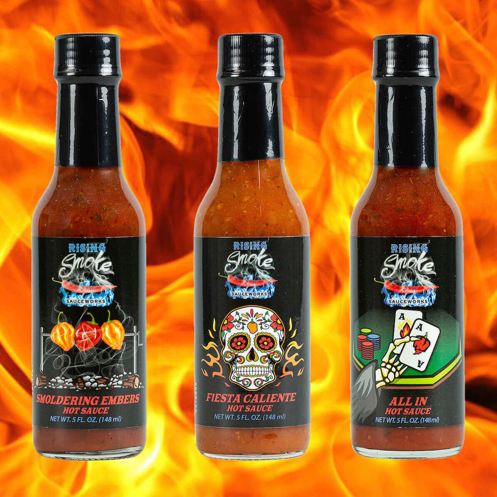 Smoke Lover's 3 pack Smoldering Embers Fiesta Caliente All In.  Award winning.  Gluten free.  Vegan.