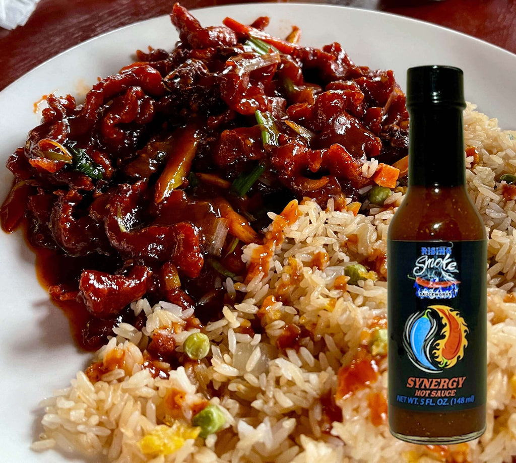 Synergy, award winning Asian flavored umami hot sauce.  All natural.  Gluten Free.